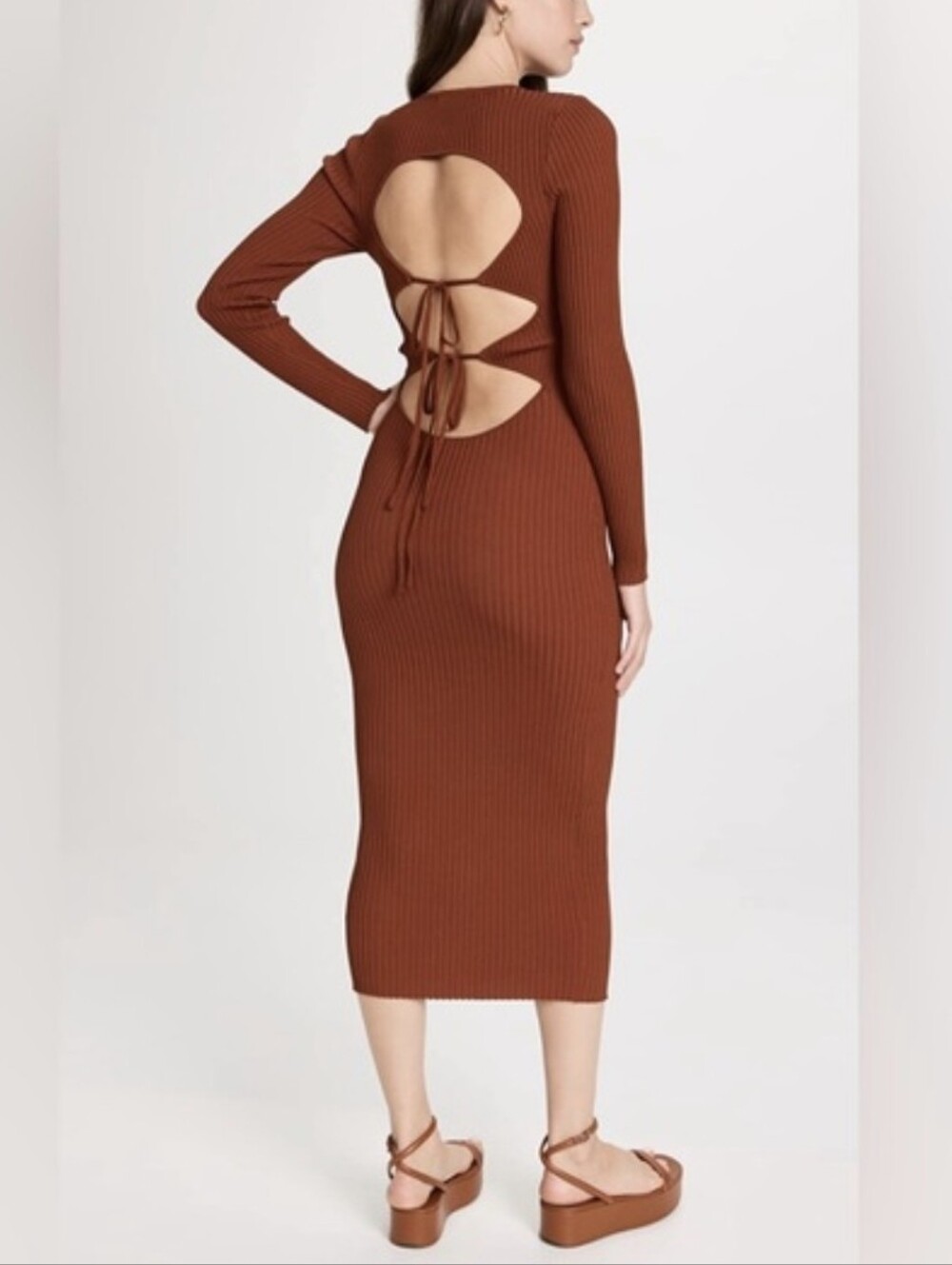 Minkpink Alba Knit Midi Dress Size XS Rust Stretch MINKPINK